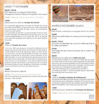 Organisation d\'un voyage en Egypte - Programme